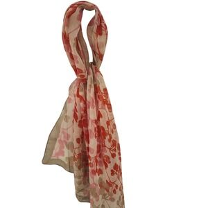 Women's Sheer Silk / Chiffon Floral Cherry Blossom Spring Scarf Pink Red Tan
